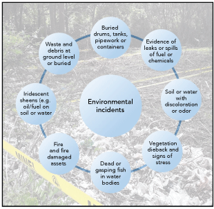 Figure 5. Examples of evidence of environmental incidents or damage.