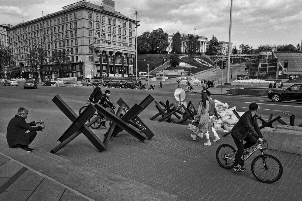 Metal blockades in the road