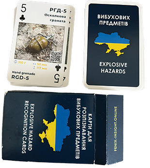 Pack of playing cards with the shape of Ukraine with Ukrainian colors on the pack.