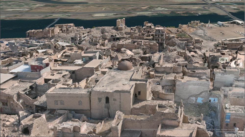A computerized, three-dimensional representation of Mosul.