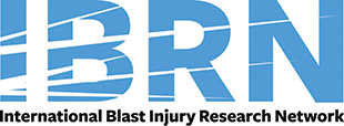 Blue letters I-B-R-N. Text reads beneath reads "International Blast Injury Research Network."