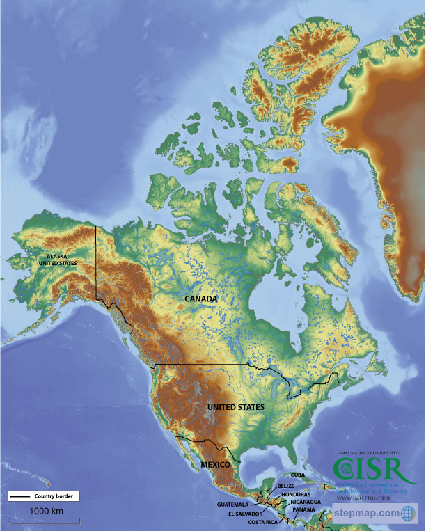 western hemisphere physical map