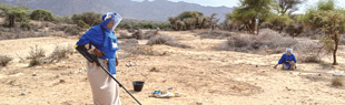 women in the desert look doing landmine clearance