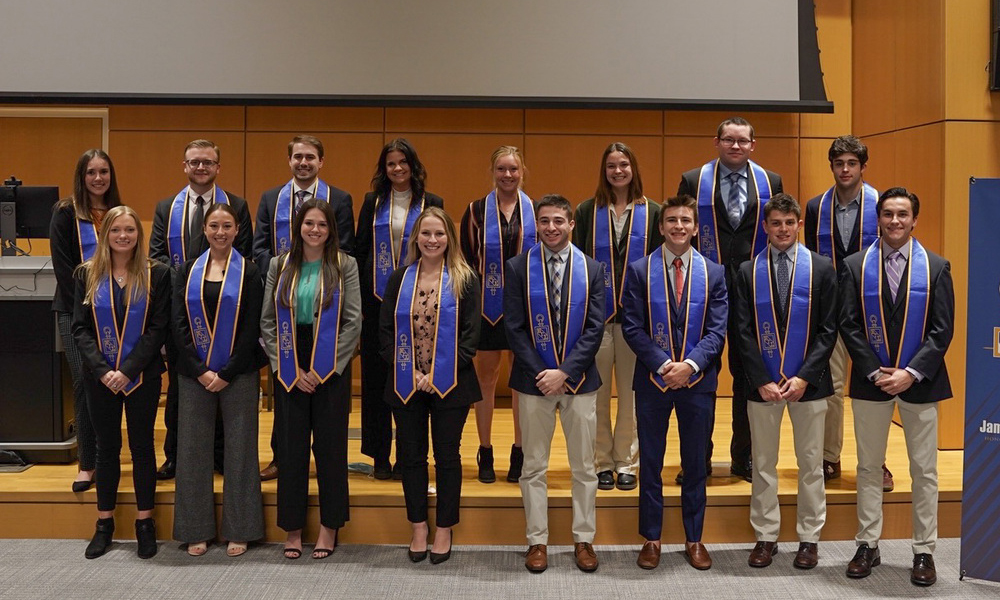 Sixteen of the 41 Beta Gamma Sigma inductees were able to attend the ceremony in-person