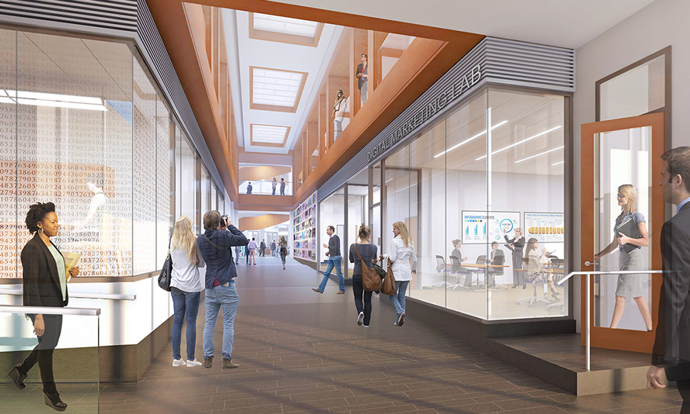 Rendering of the proposed digital marketing lab in the Learning Complex