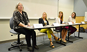 Catherine Eckel speaks during a panel on Women in Economics - 2019