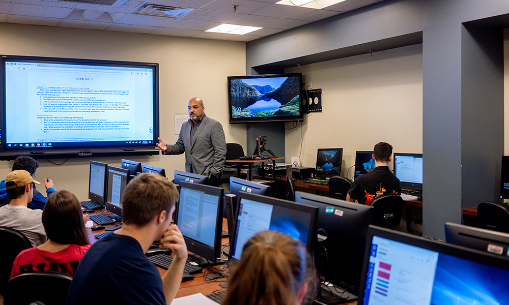 Professor Elias Semaan teaching in Zane Showker in 2019