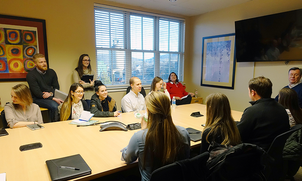 Students collaborating during the 2018 Madison Digital Marketing Experience