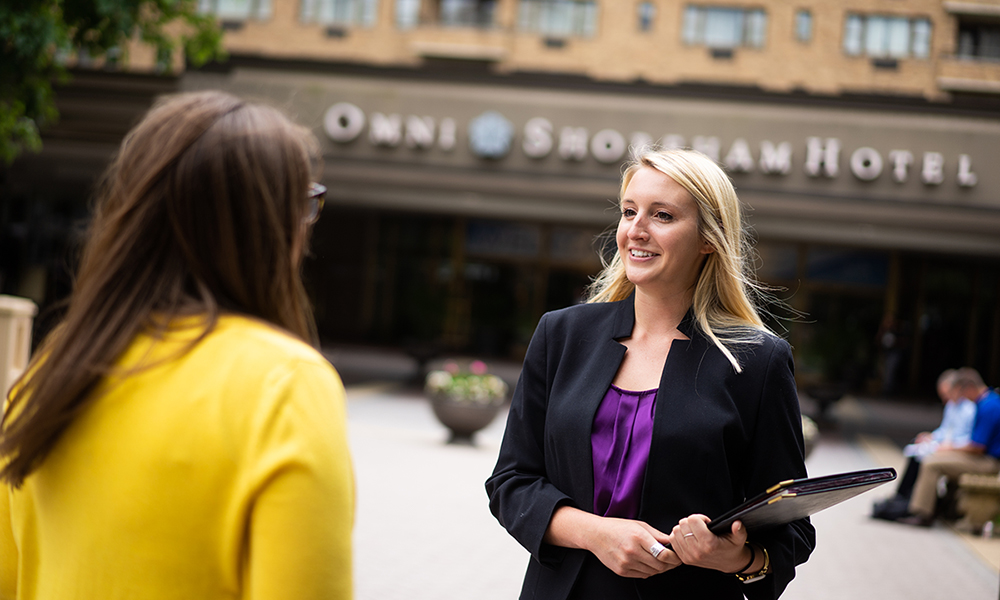 Intern outside of Omni Hotel