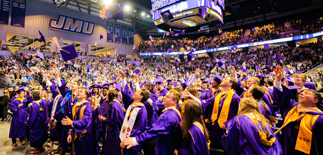 Commencement ceremony in the Atlantic Union Bank Center.