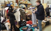 Students sorting used clothing donations - MLK Day of Service -2019