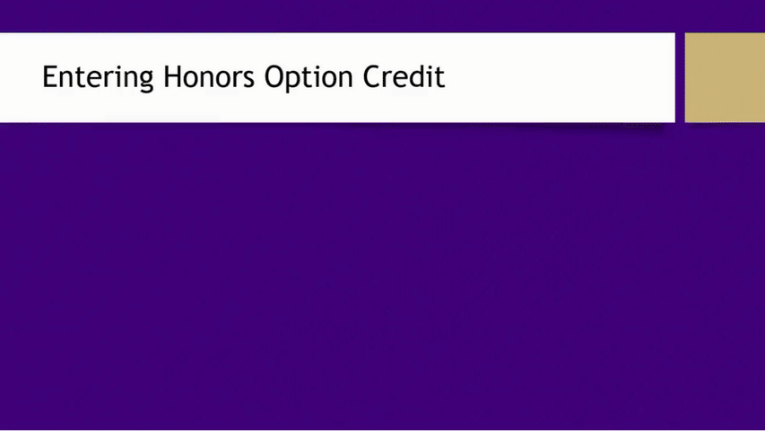 Entering Honors Option Credit