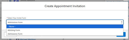 screenshot showing advising or admissions form