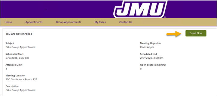 screenshot showing how to enroll