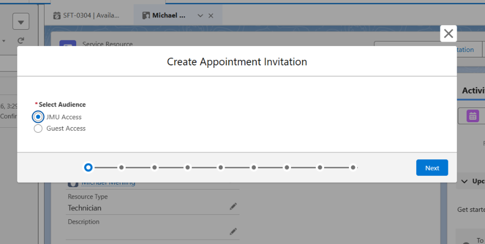 Guest or JMU access screen