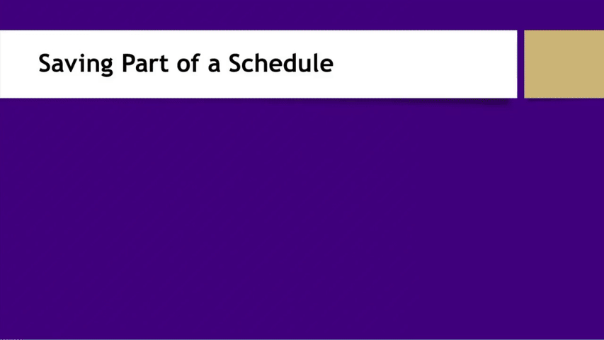 Saving Part of a Schedule