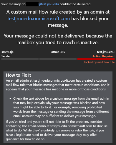 Email Example for Blocked Email Alert