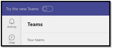 New Teams Toggle