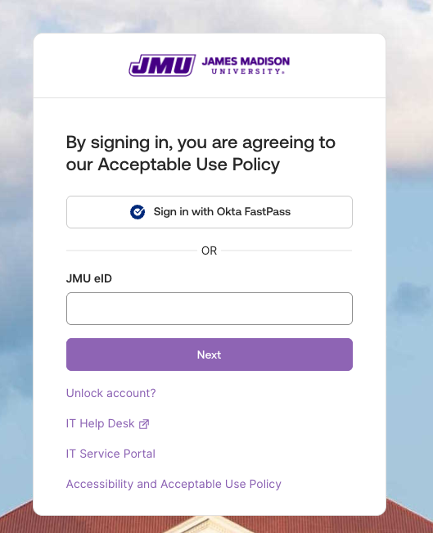 Okta FastPass Login Screen