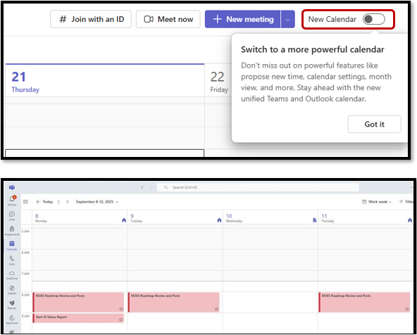 New Calendar Toggle