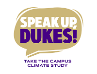 logo with Speak up Dukes wording