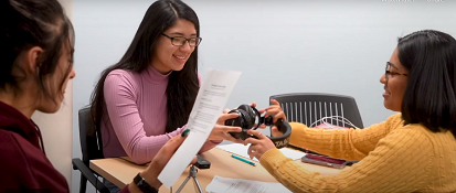 students working on recordings