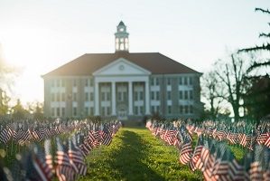 photo of flags on the Quad