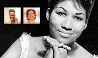 photo of Aretha Franklin with performers inset
