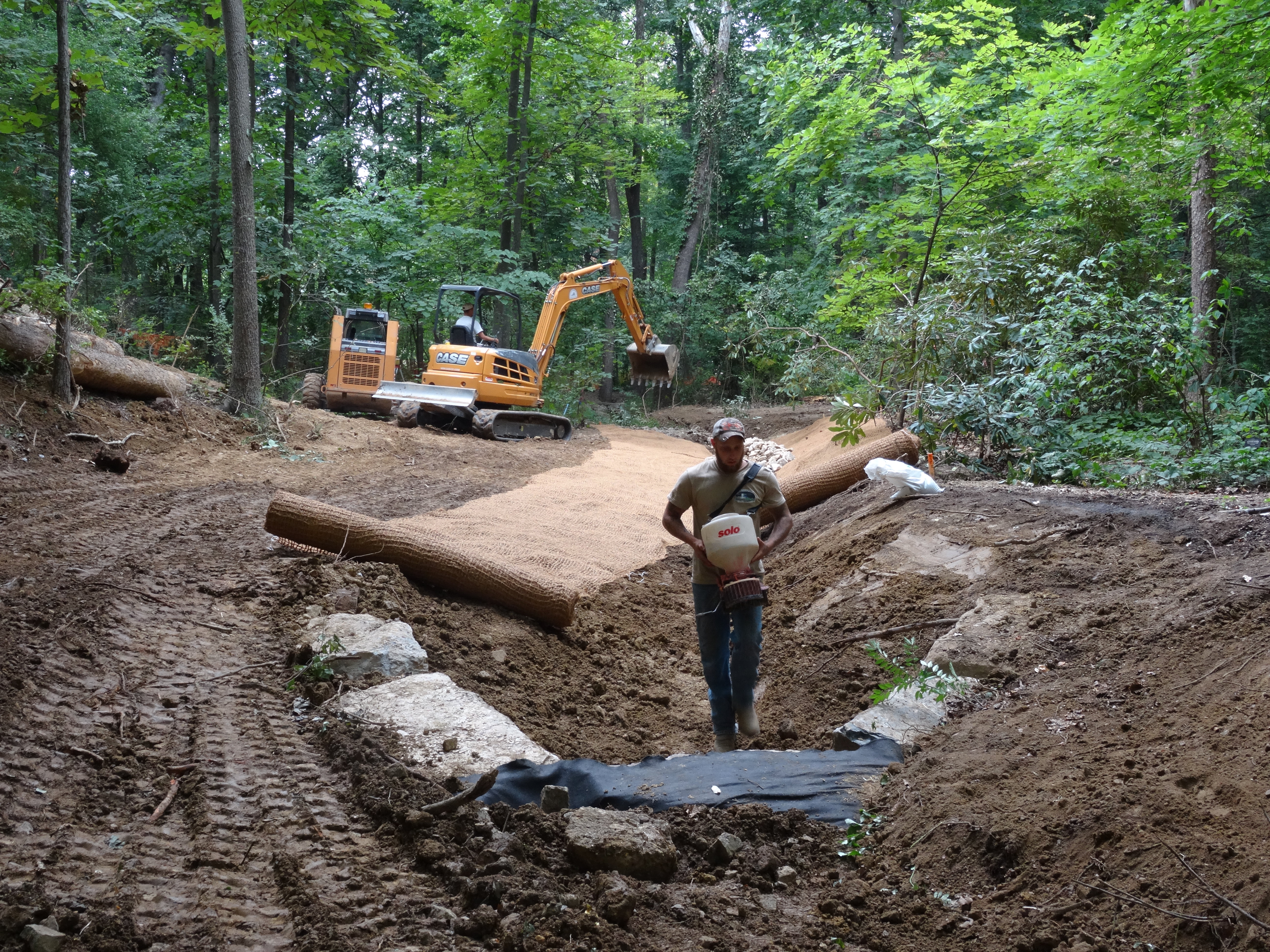 construction for aboretum stream restoration