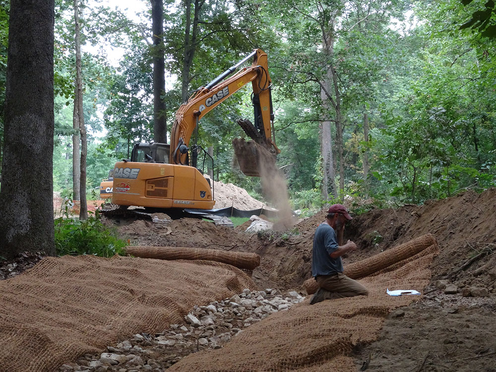 construction for aboretum stream restoration