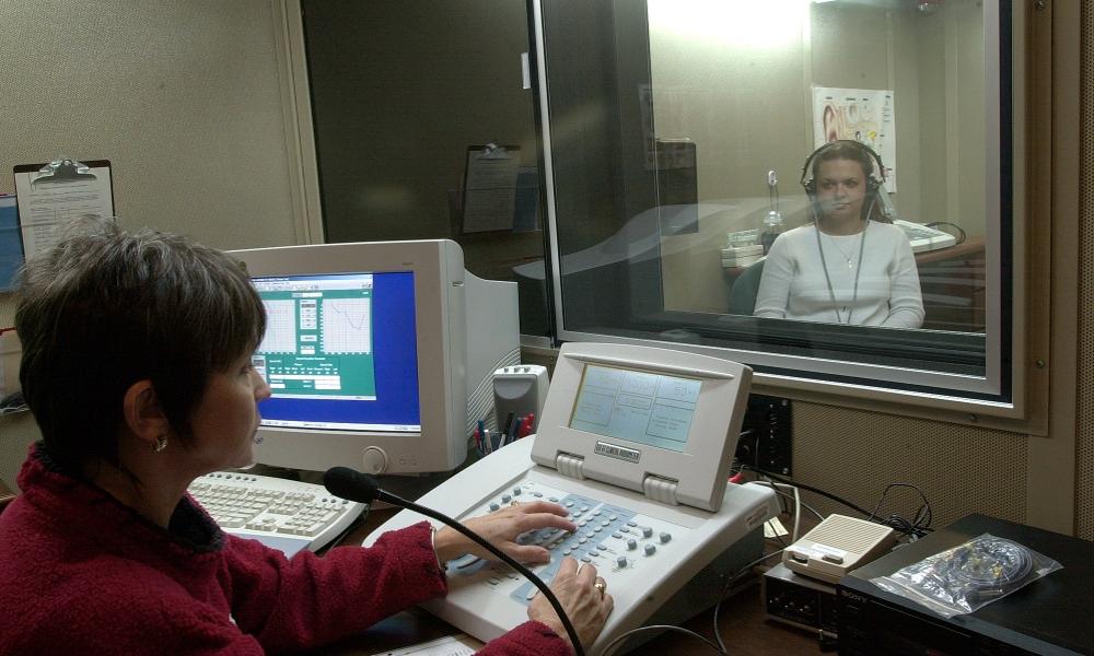 Student in hearing lab