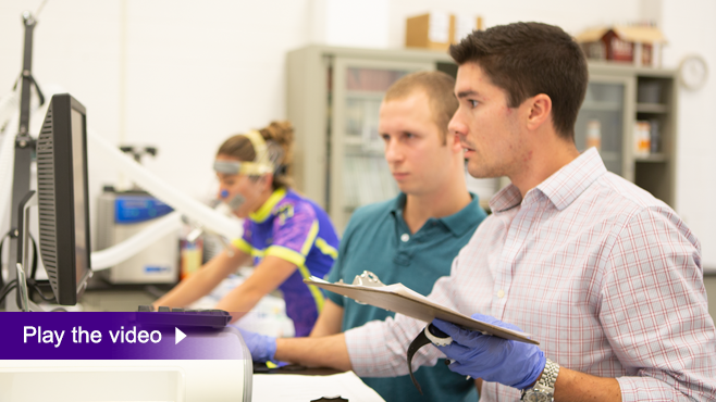 Man working with student knee