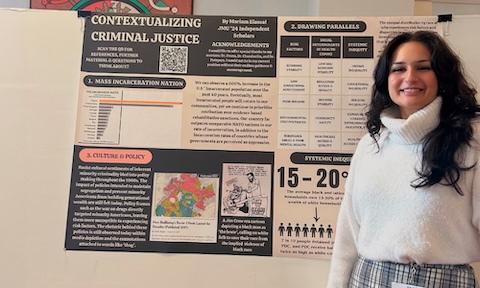 Mariam Elassal (’24) presents her research on criminal justice.