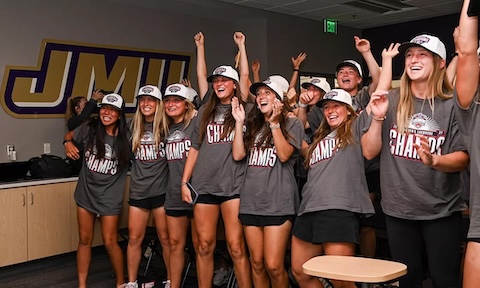 A photo of the lacrosse team when they found out their selection