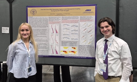 Alyssa Girard and Zac Sealfon present their research at the American Meteorological Society Annual Meeting in Houston, Texas.