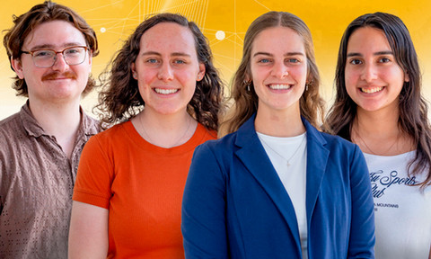 Combined photo portraits of four students.