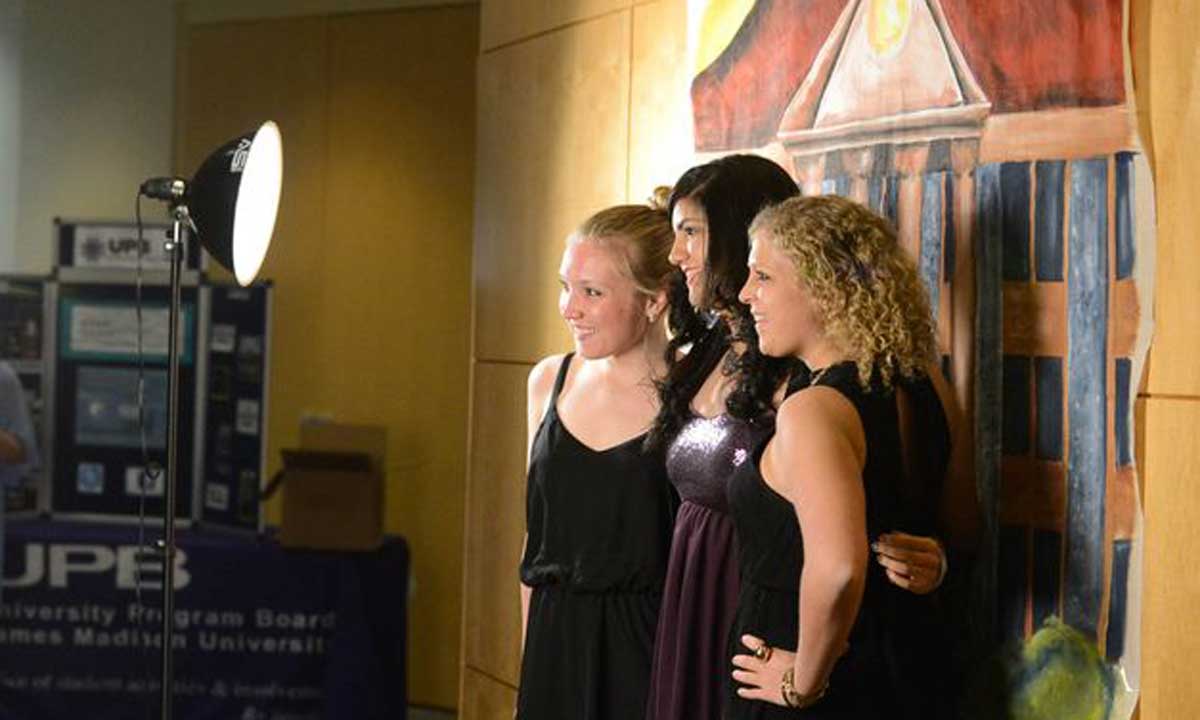 Before heading into the  Inaugural Ball students paused to take group photos in front of "Wilson Hall." 