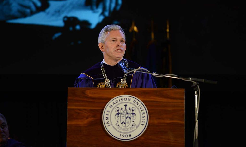 President Alger delivers inaugural speech