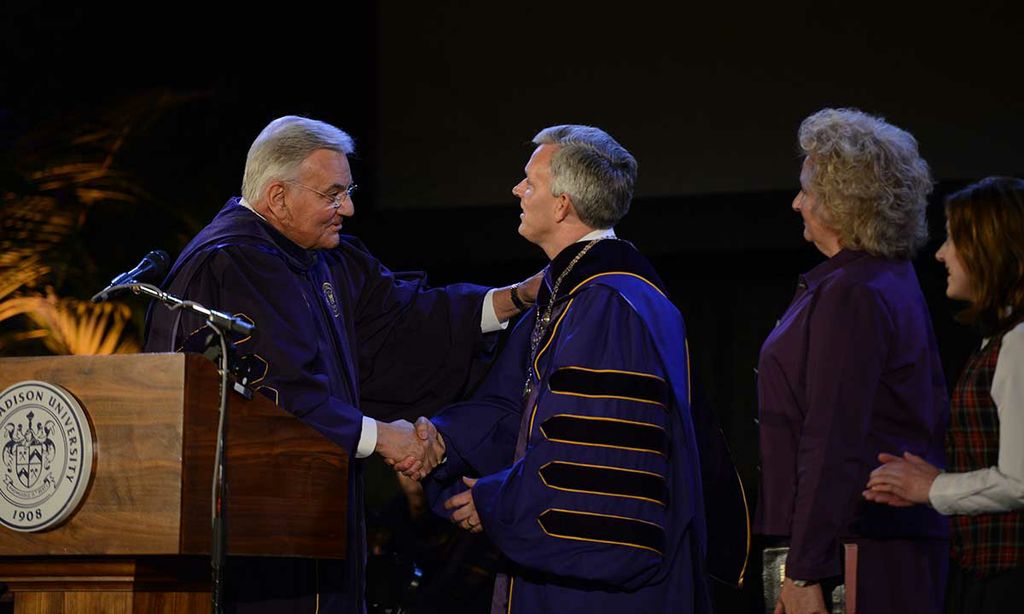 Rector Funkhouser congratulates President Alger