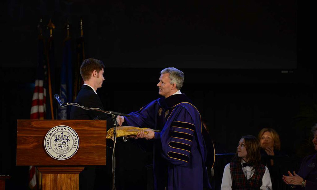 Matt Klein ('13), president of SGA , and President Alger