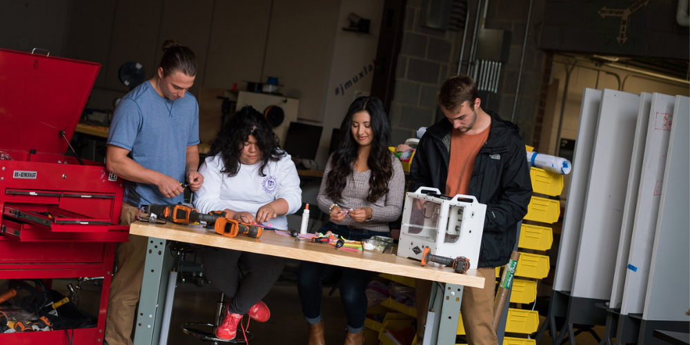 Students from Medical Innovations prototyping in the Lab