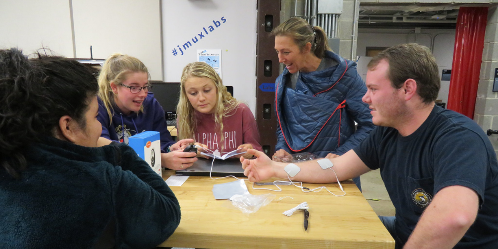 Students in their Medical Innovations class testing their devices