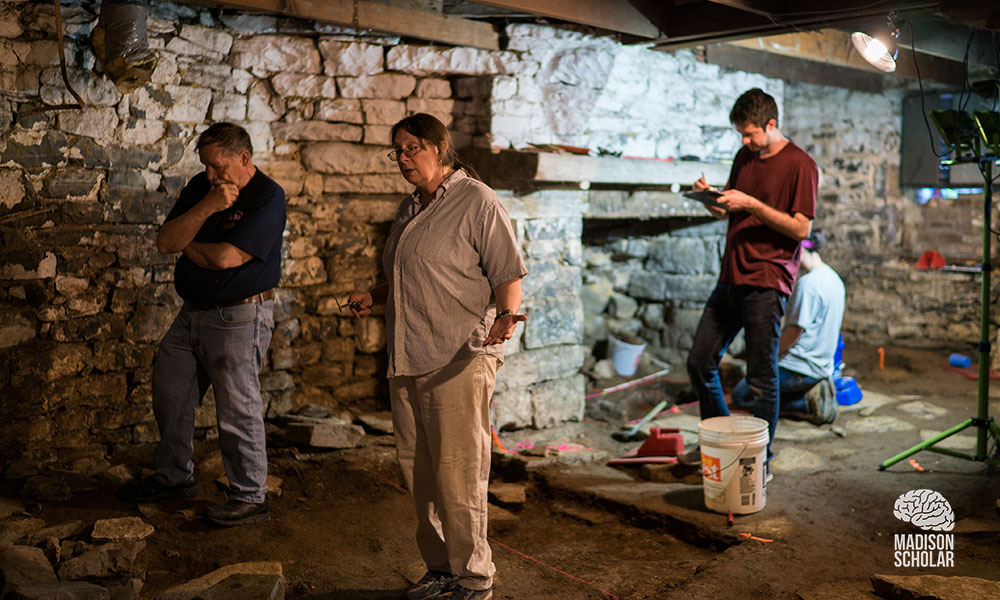 Dr. Nash and her team working in the basement.