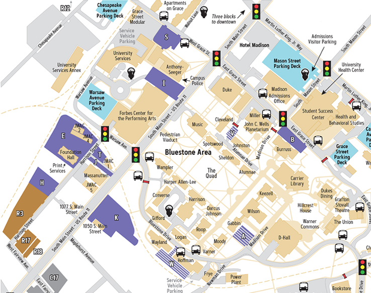 Campus Map: James Madison University: Bluestone Area