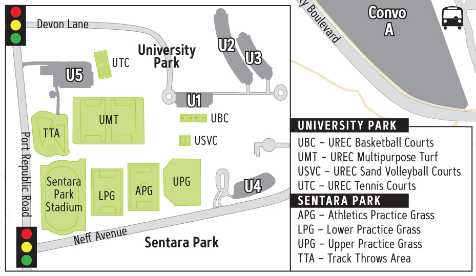 Campus Map: James Madison University: Sentar Park and Off Campus Areas
