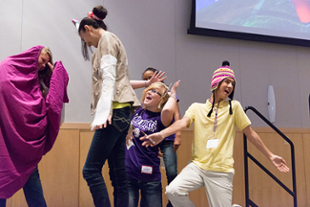 Valley Scholars students perform a skit during their first campus visit as a cohort.