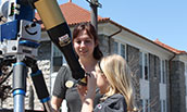 Calah Mortensen helps at the solar telescope