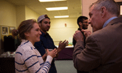Photo of CVPA Dean George Sparks at IVS seminar with JMU students