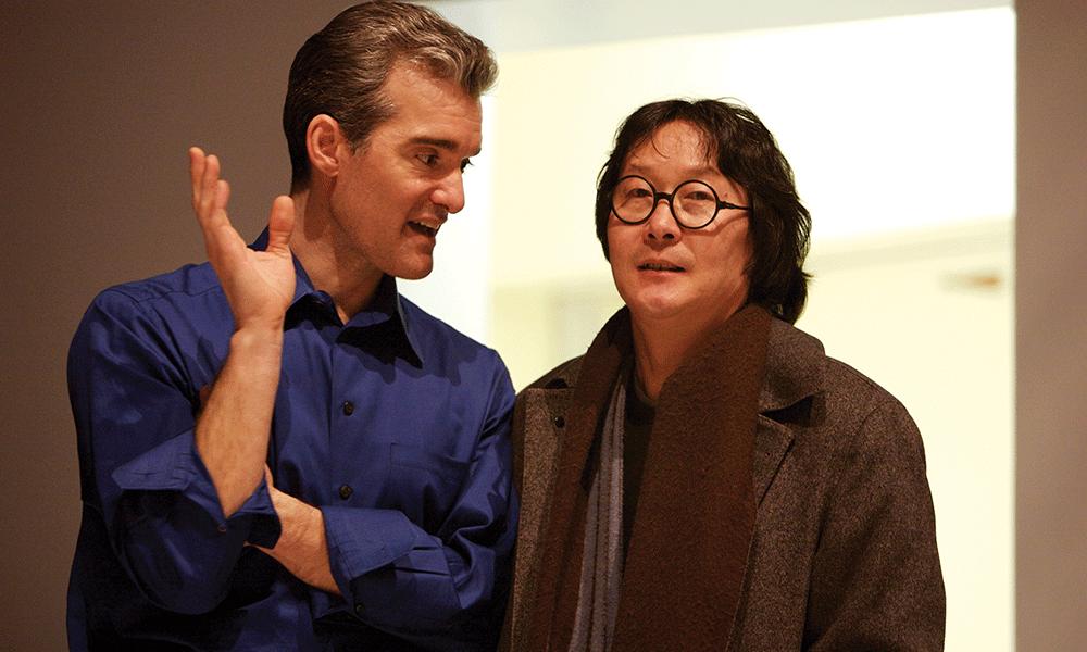 Photo of David Ehrenpreis and artist Xu Bing