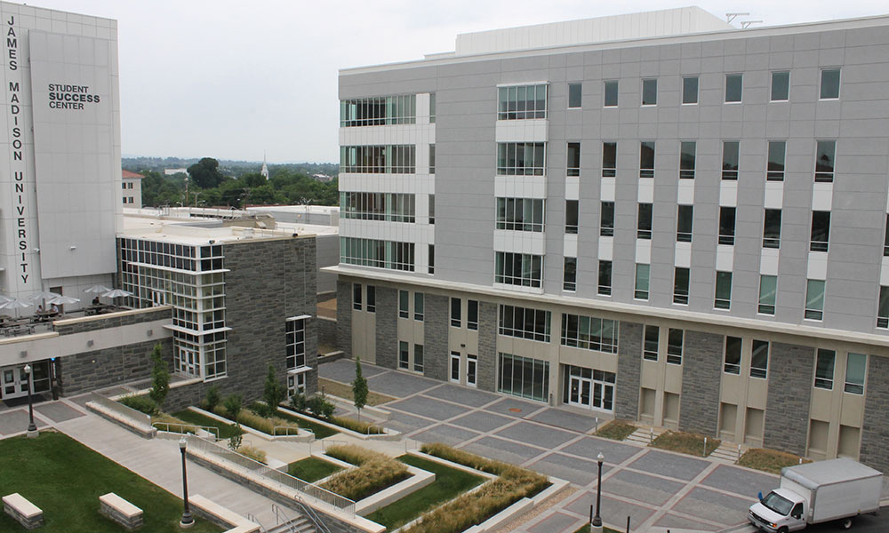 exterior photo of the building from the Grace Street side, showing its location adjacent to the Student Success Center.